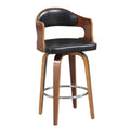 Mid-Century Swivel Bar Chair with Wooden Construction and Faux Leather Upholstery