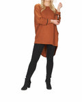 Textured Oversize Sweater In Rust