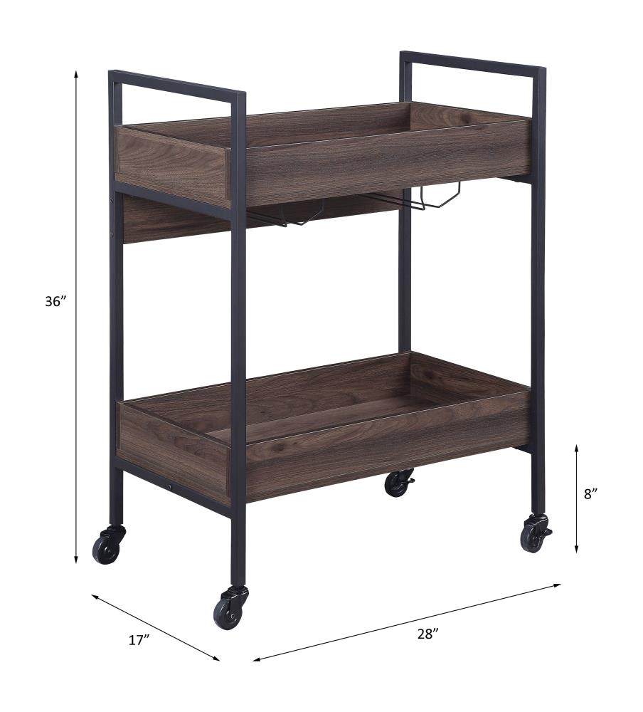 Modern Serving Cart with Open Storage Shelves