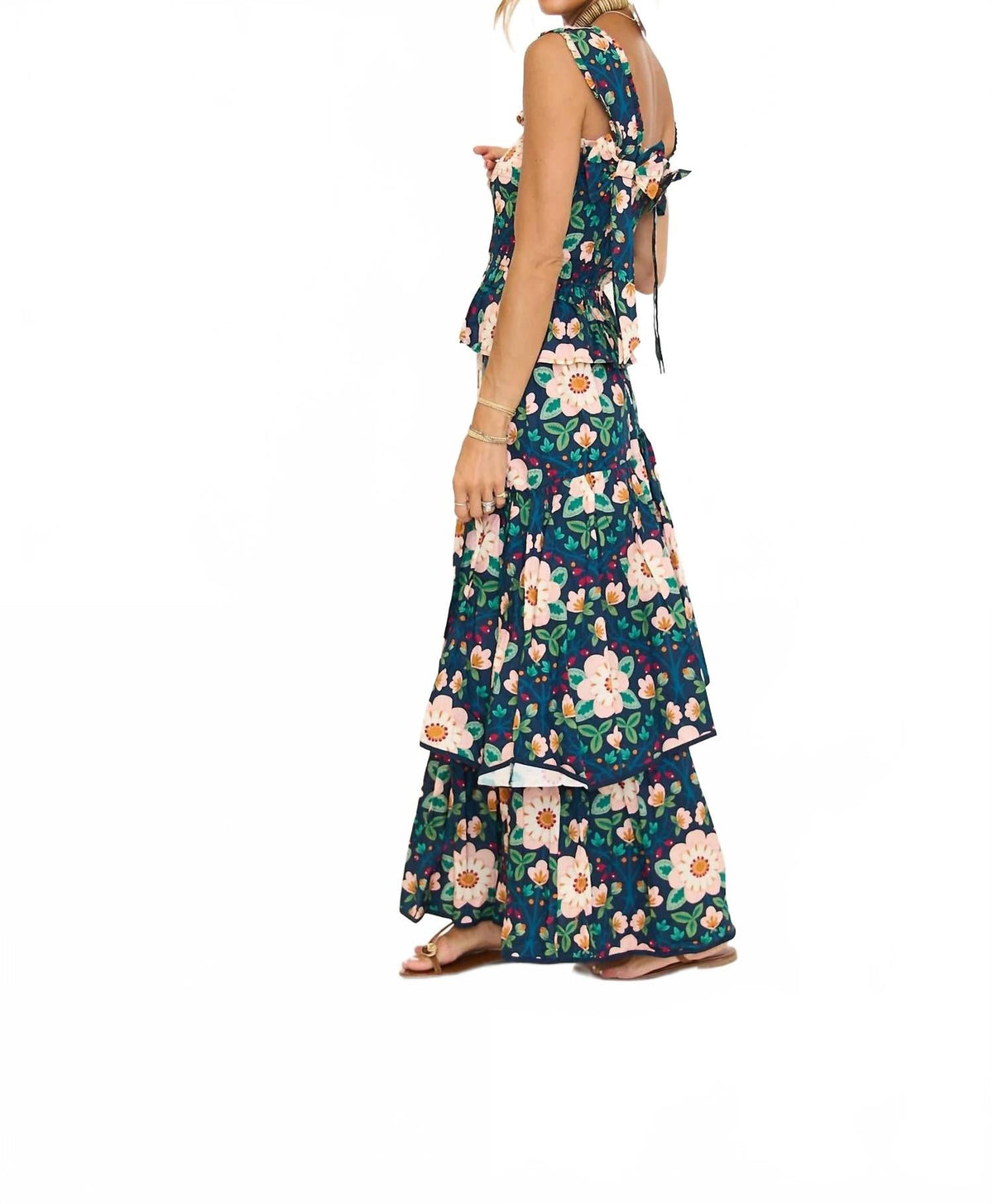 Celeste Maxi Skirt In Green Multi