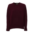 Burgundy Cashmere Ribbed Detail Crewneck Sweater