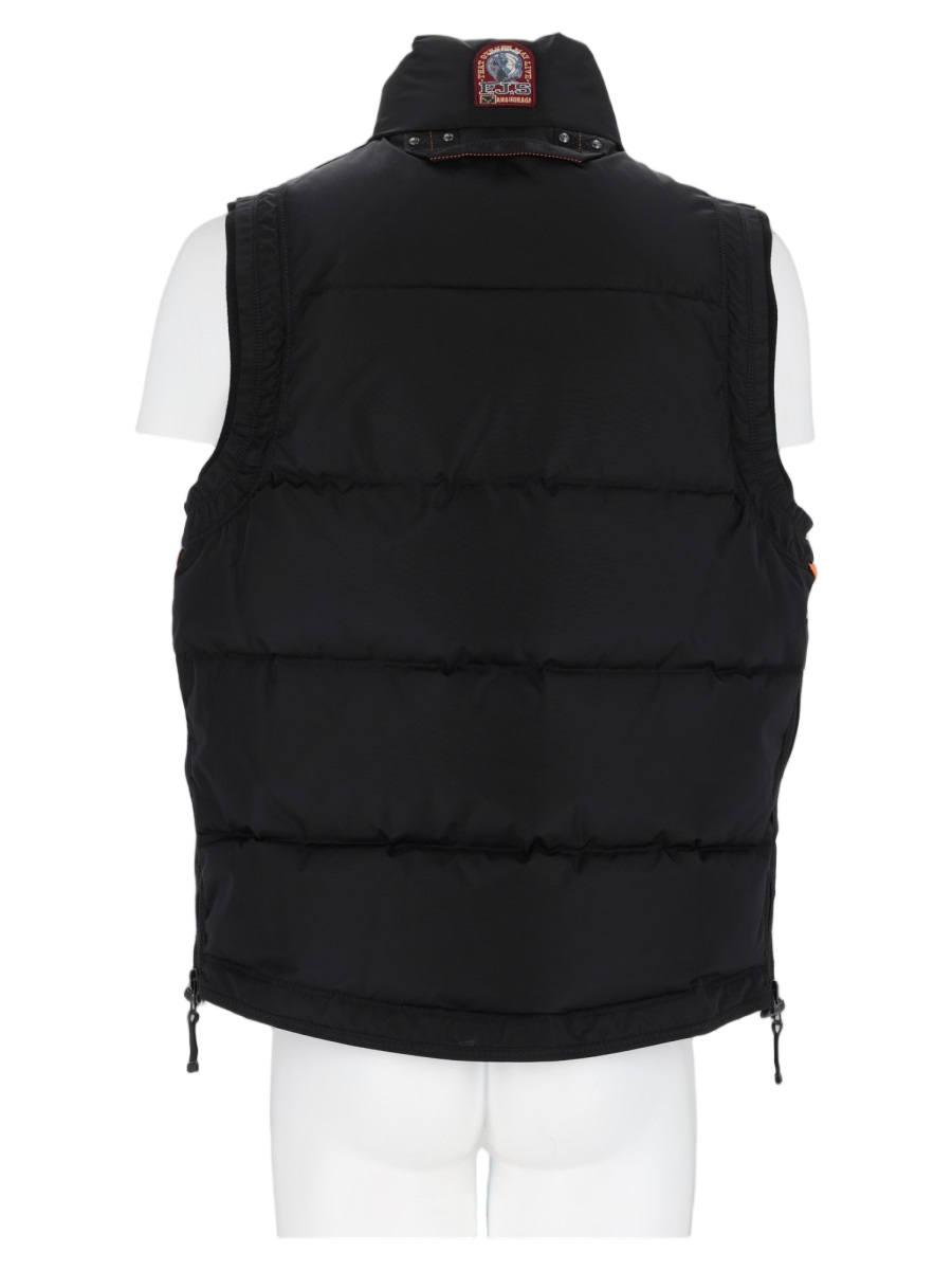 Black High Collar Polyamide Padded Vest