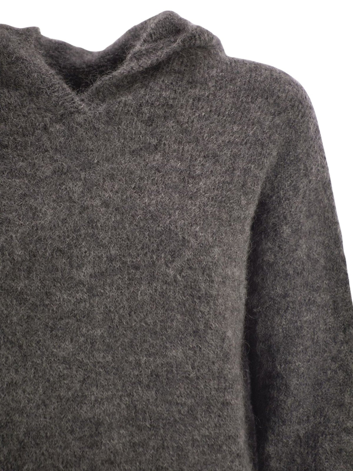 Asymmetrical Hooded Wool Sweater