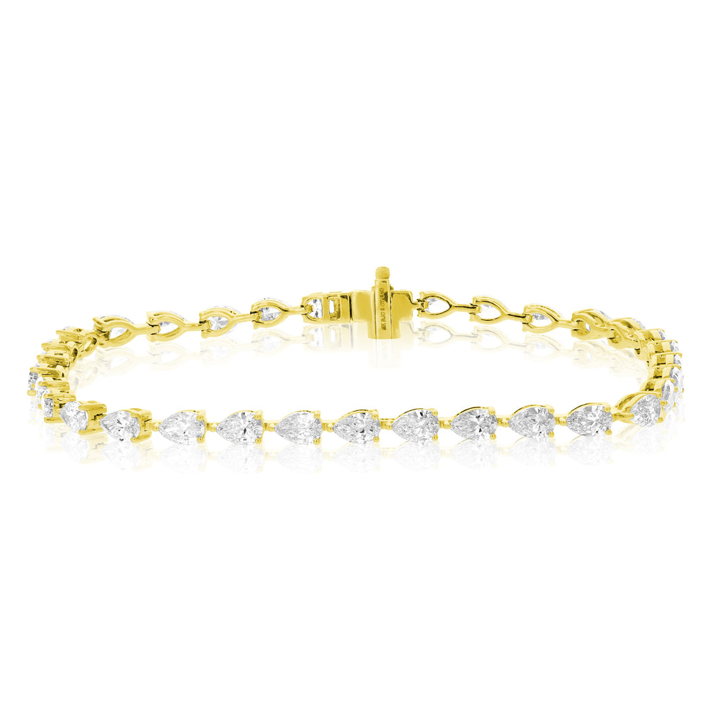 5 cttw Pear Lab Grown Diamond Tennis Bracelet in 14K Gold 7 Inch For Women