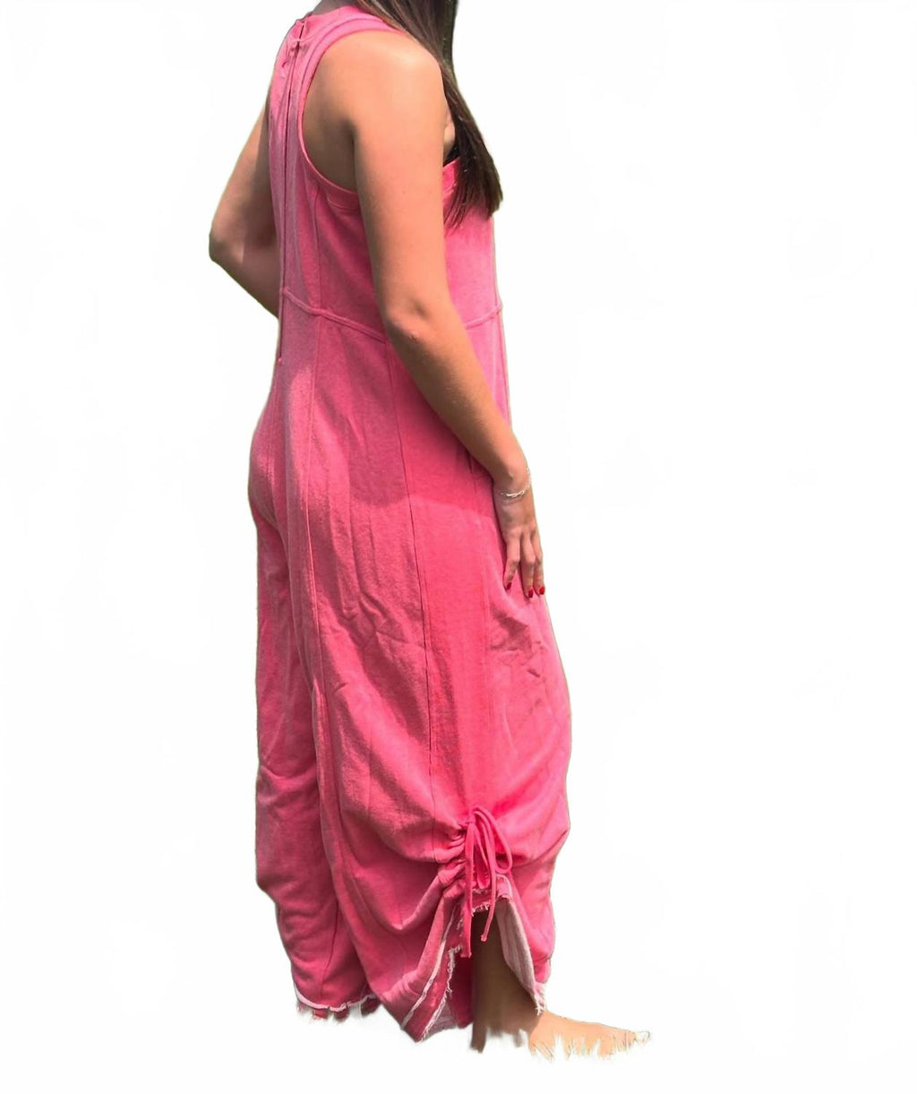 Weekend Wanderer Sleeveless Wide-Leg Knit Jumpsuit In Rose Pink