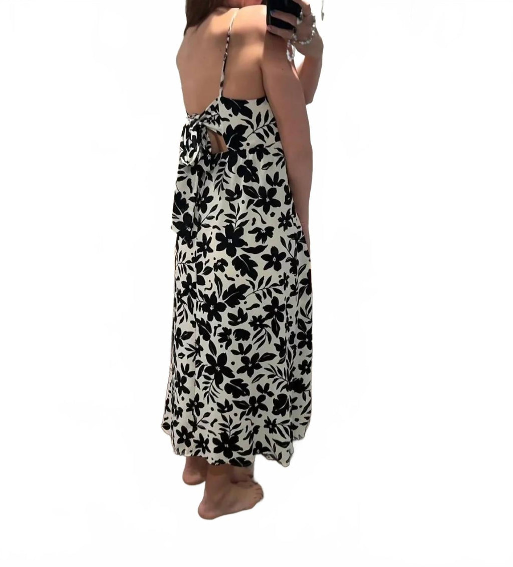 Women's Floral Midi Dress In Black & White
