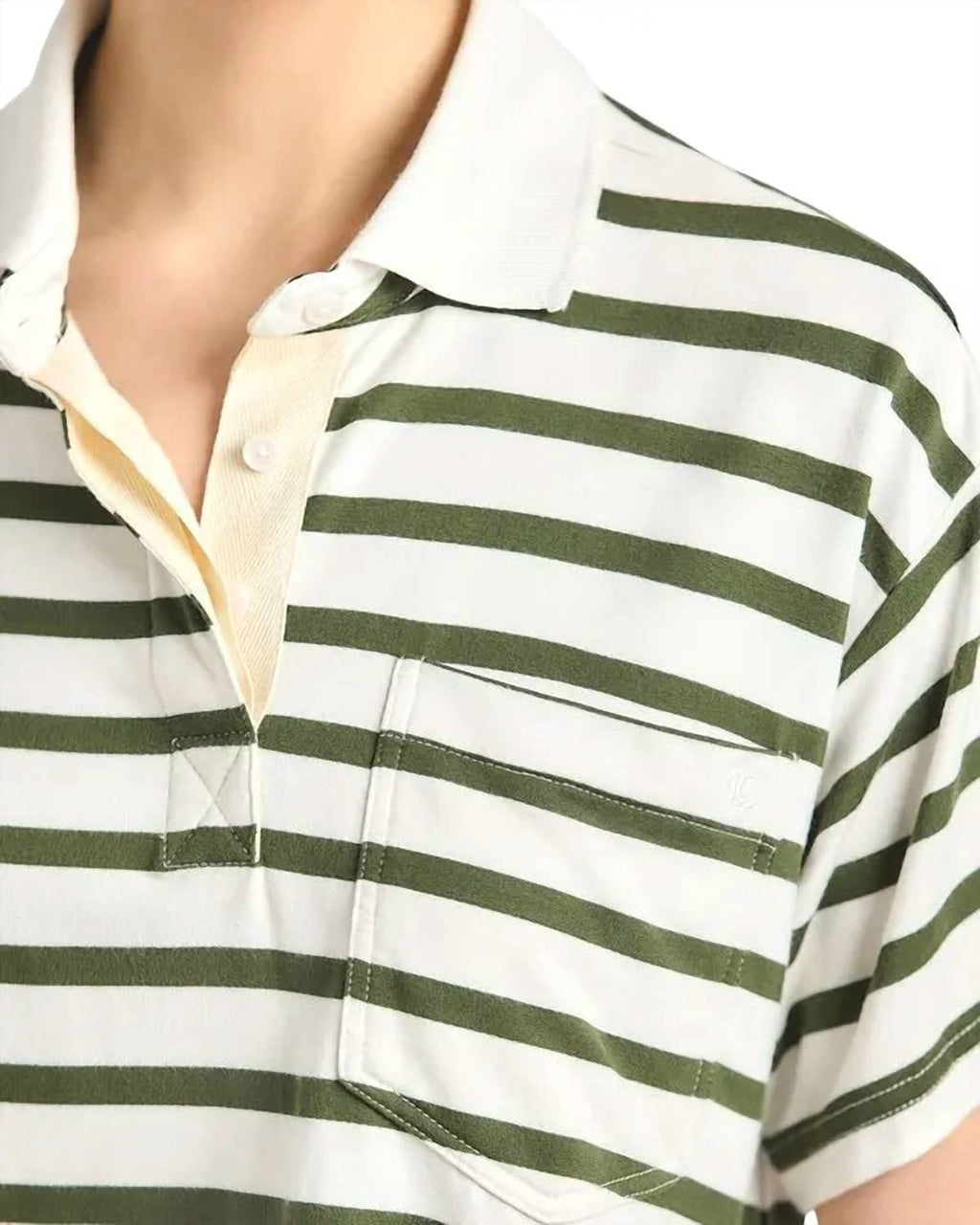 Indira Striped Polo Shirt In White Fatigue