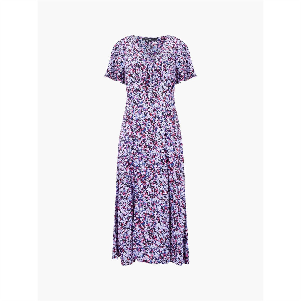 French Connection Lizzy V-Neck Midi Fit and Flare Dress