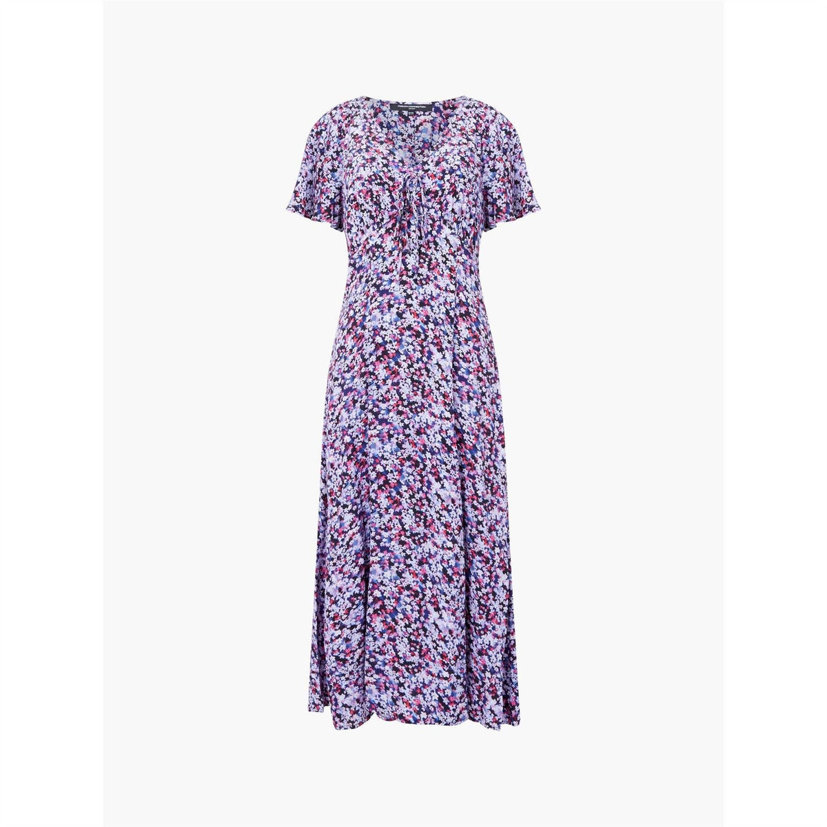 French Connection Lizzy V-Neck Midi Fit and Flare Dress