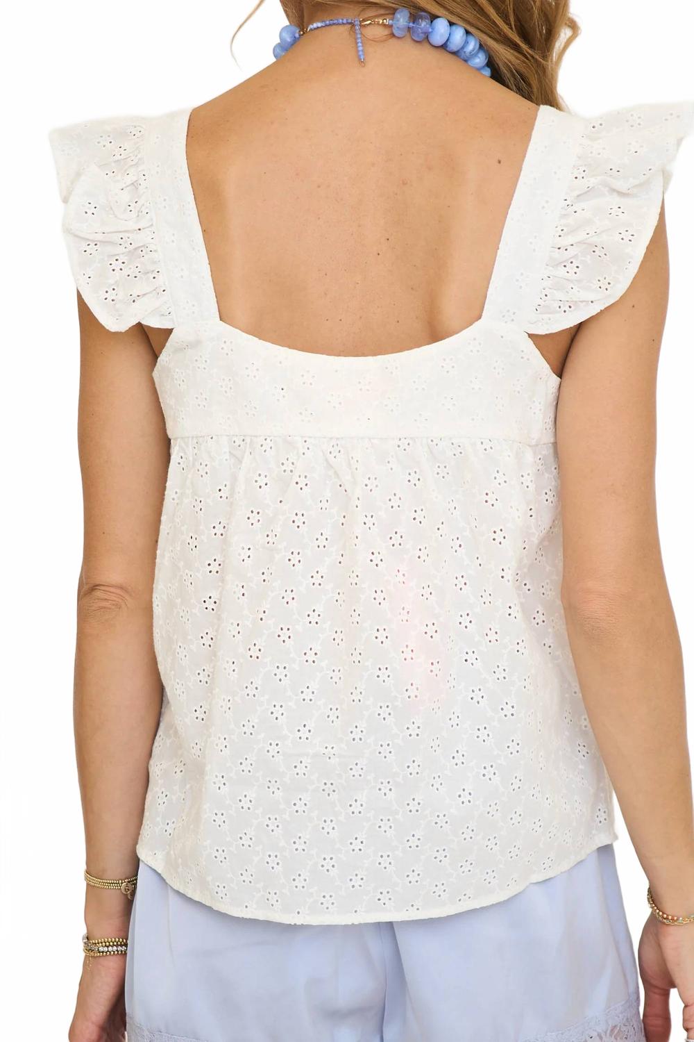 Lily Flutter Sleeve Tank Top In White