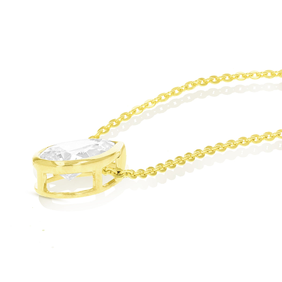 2 cttw Pear Lab Grown Diamond Solitaire Pendant Necklace in 14K Gold with Chain For Women