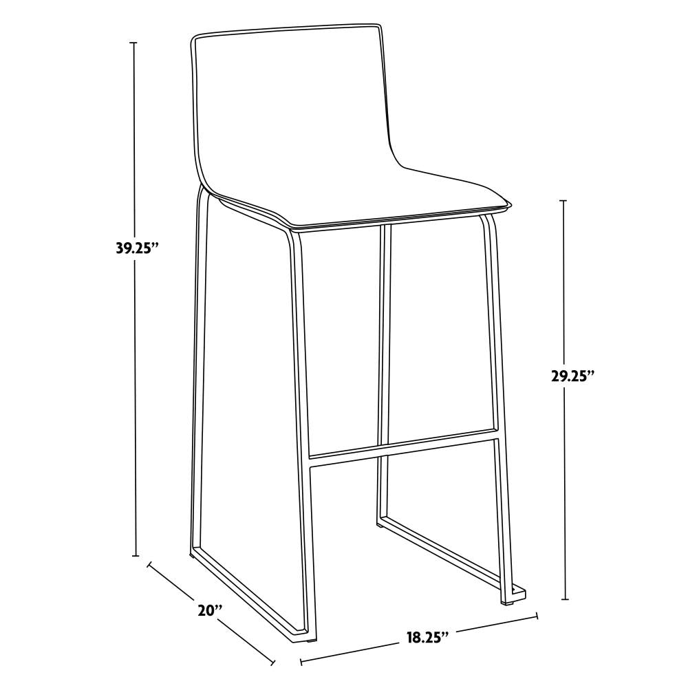 Modern Barstools with Integrated Metal Footrests