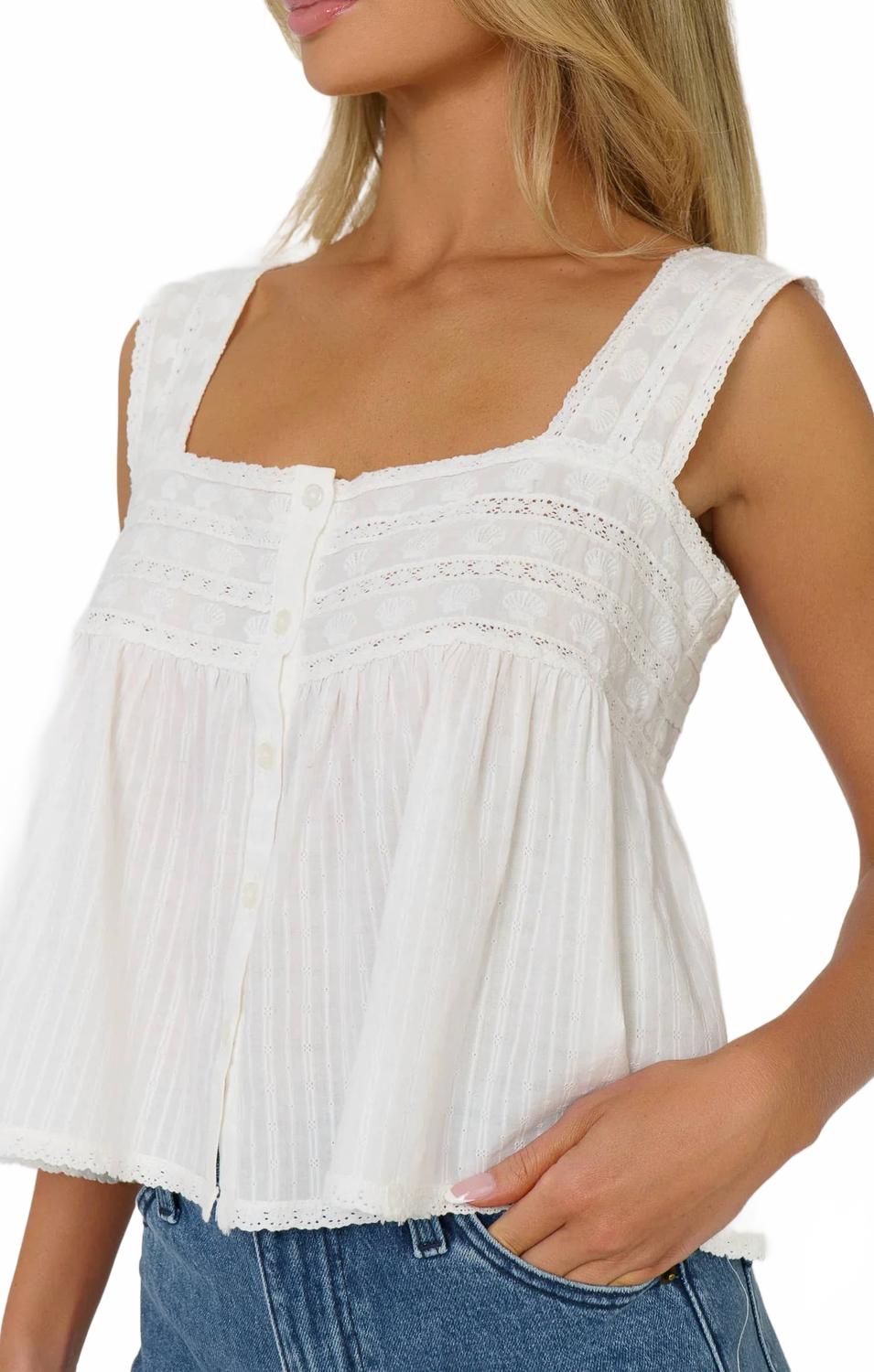 Faye Top In White Voile