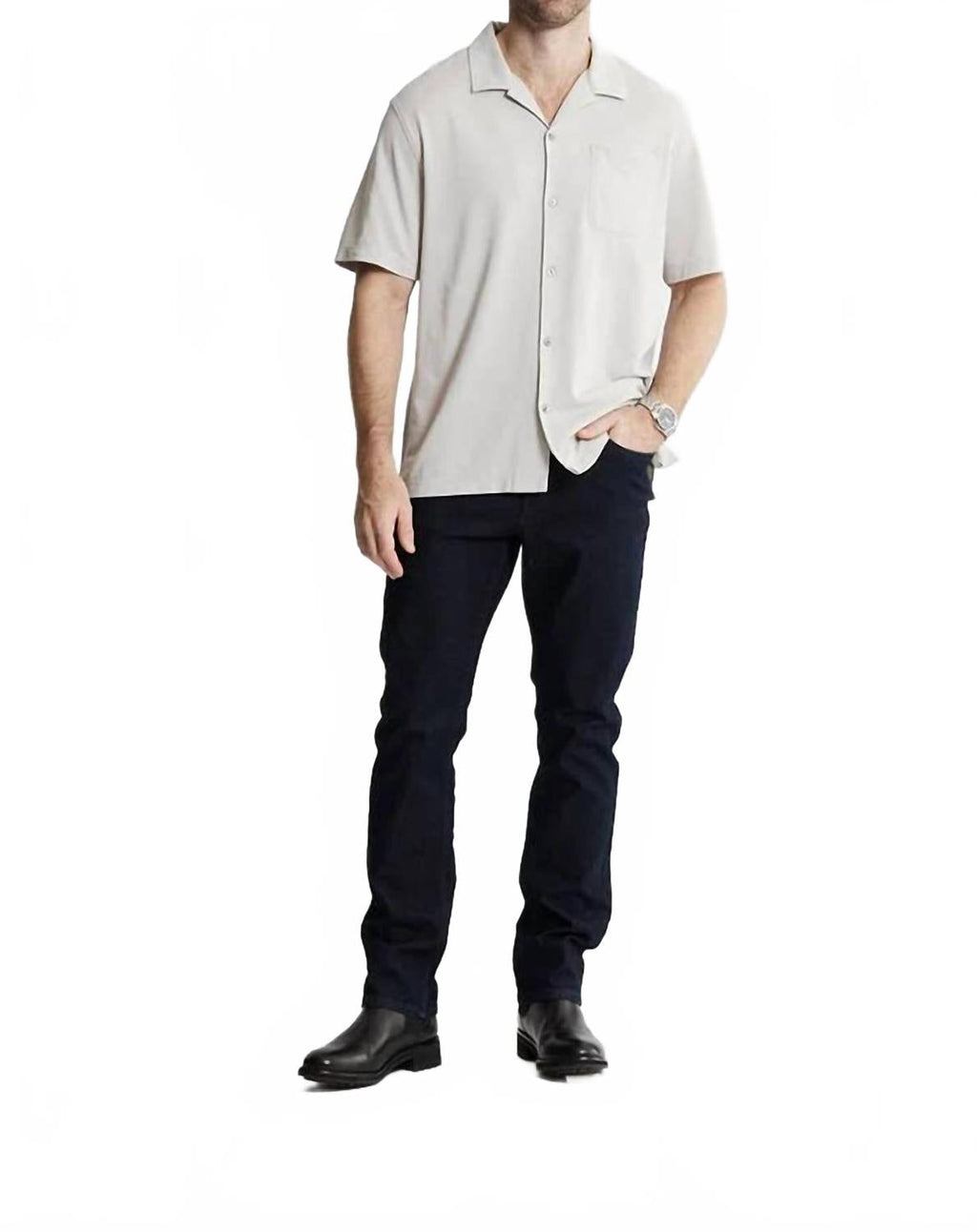 Knit Oxford Short Sleeve Shirt In Silver