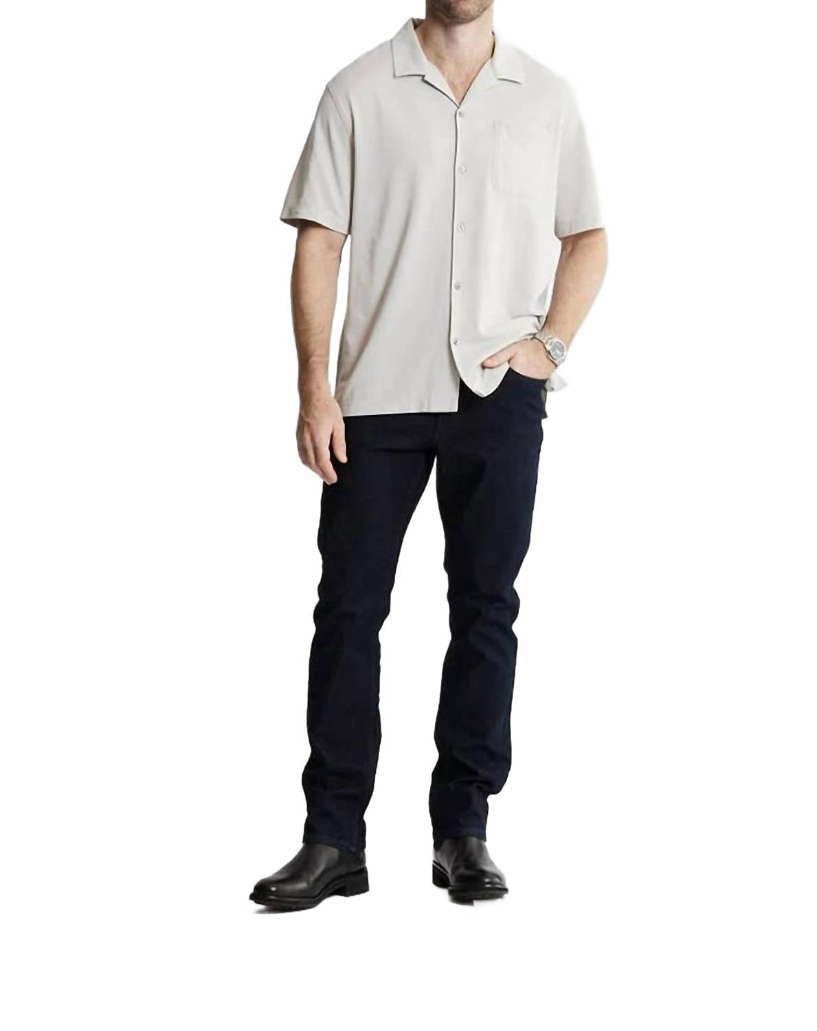 Knit Oxford Short Sleeve Shirt In Silver