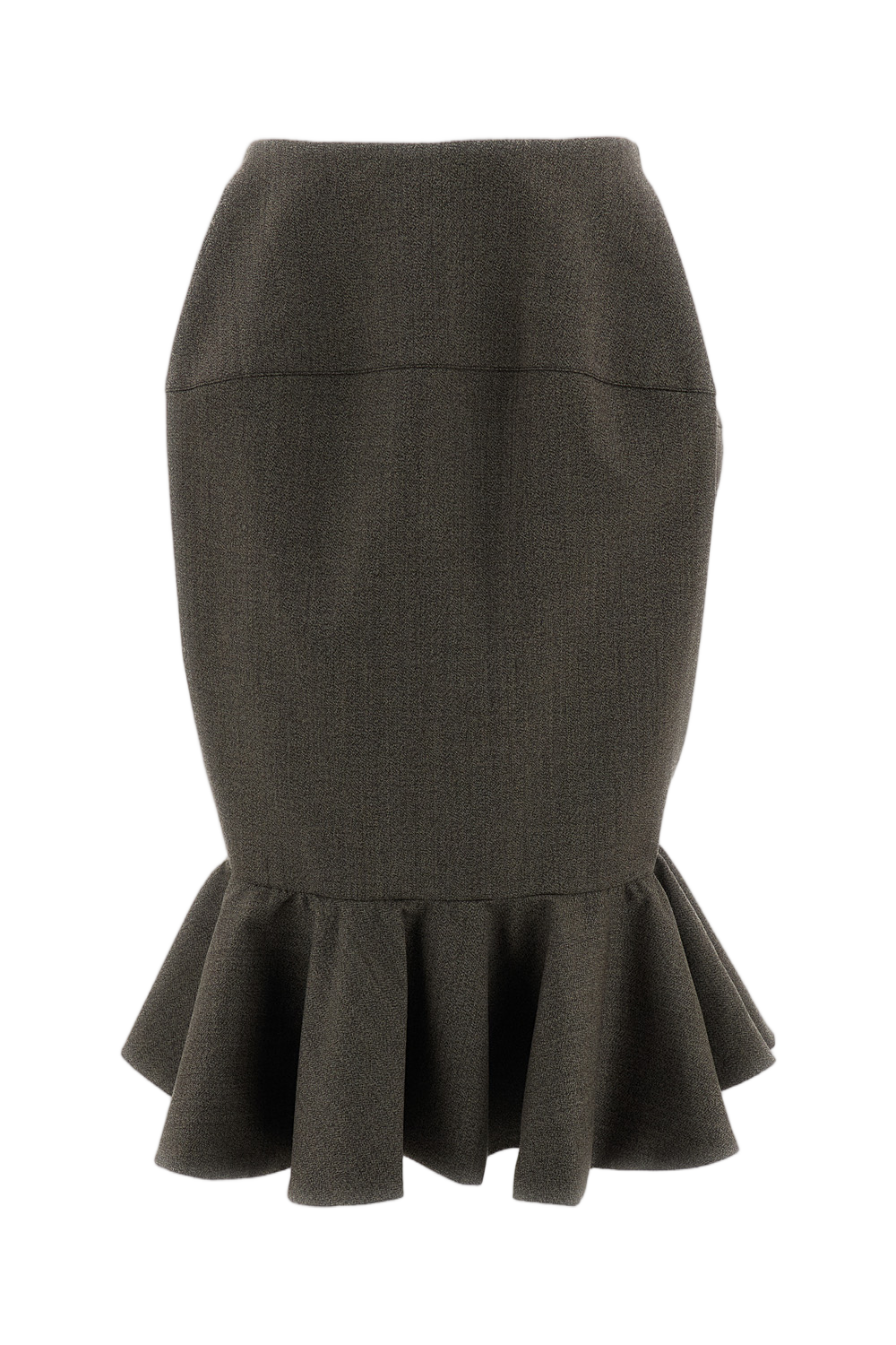 Taupe La Jupe Palmier Asymmetric Virgin Wool Midi Skirt