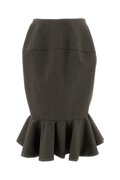 Taupe La Jupe Palmier Asymmetric Virgin Wool Midi Skirt
