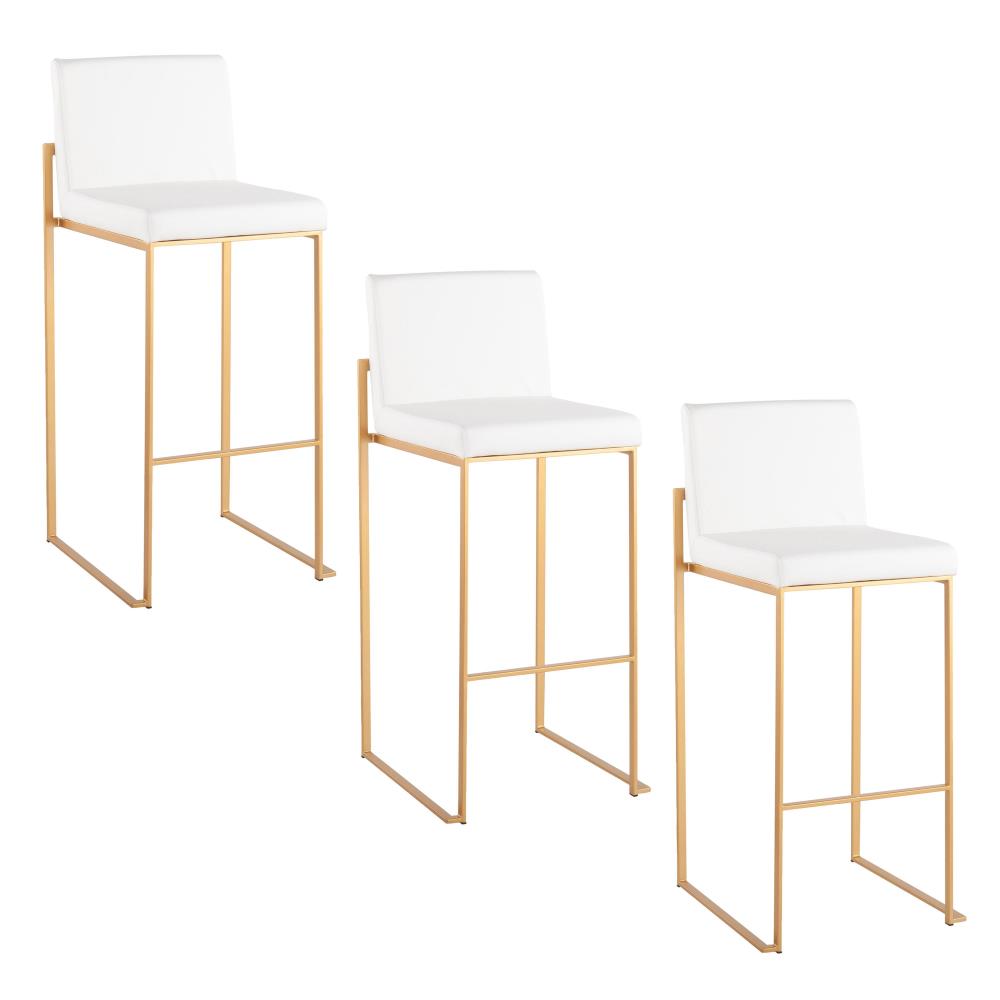 High-Back Faux Leather Bar Stool Set of 3