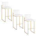 High-Back Faux Leather Bar Stool Set of 3