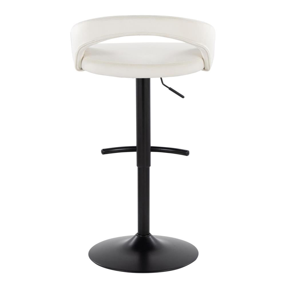 Set of 2 Modern Adjustable Bar Stools with Velvet Upholstery and Rounded T Footrests