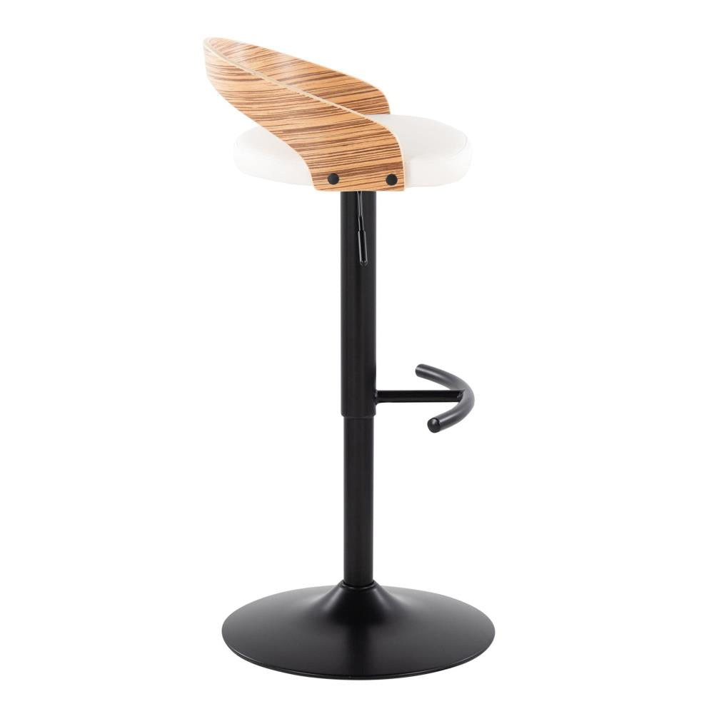 Modern Adjustable Bar Chairs with Decorative Wood Details and Sturdy Metal Bases