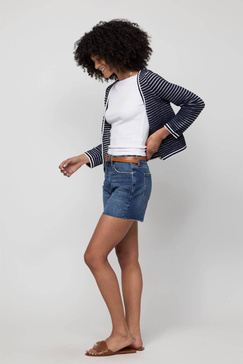 Bedford High Rise Shorts In Indigo Medium Bright