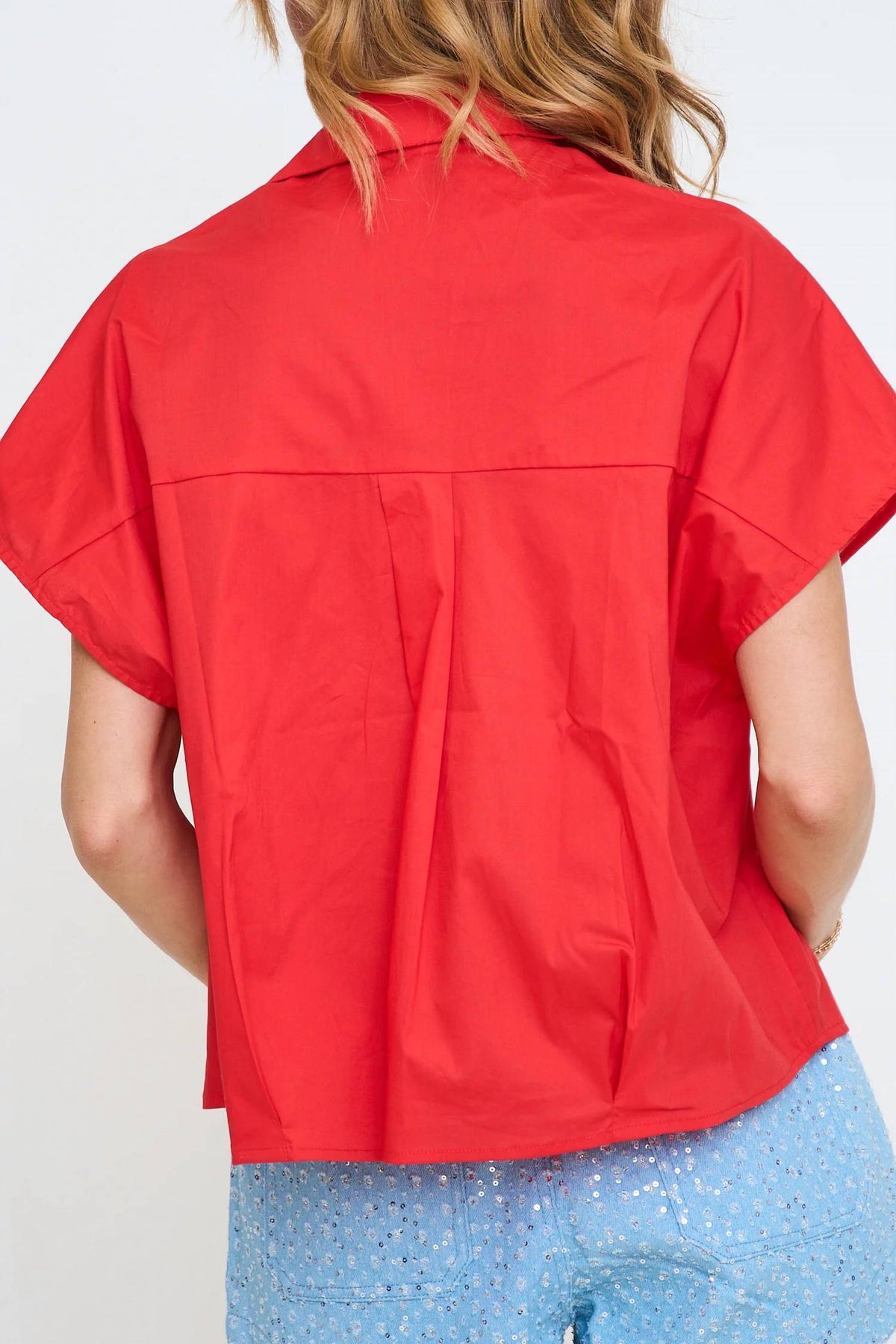 Signature Collar Top In Red