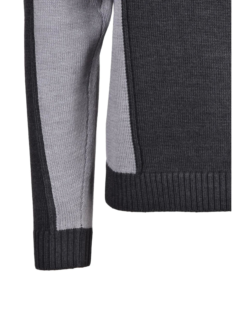 Grey Two-Tone Knit Wool-Blend Sweater
