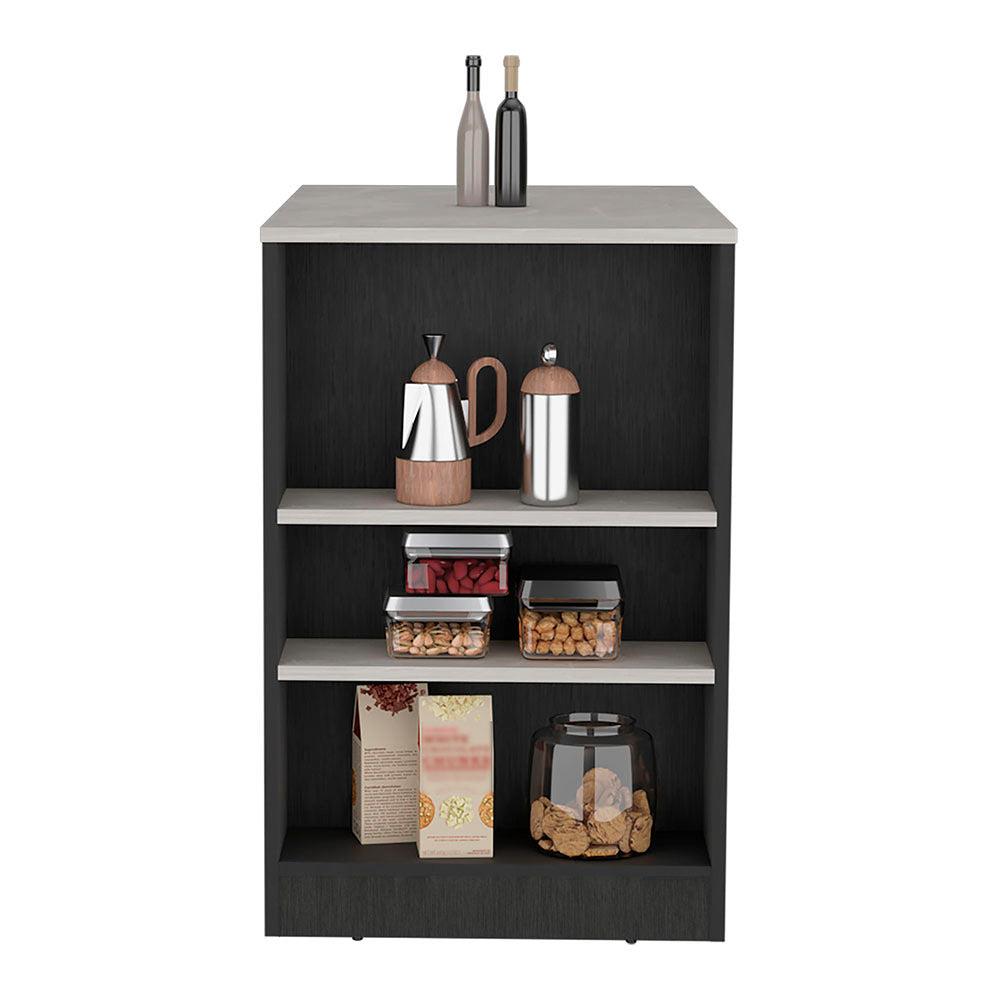Kitchen Island with Three-Side Storage Shelves