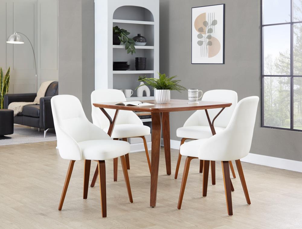 Set of 2 Mid-Century Accent Chairs with Solid Wood Frames and Padded Seating