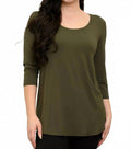 Women's Quarter Sleeve Bamboo Top In Khaki