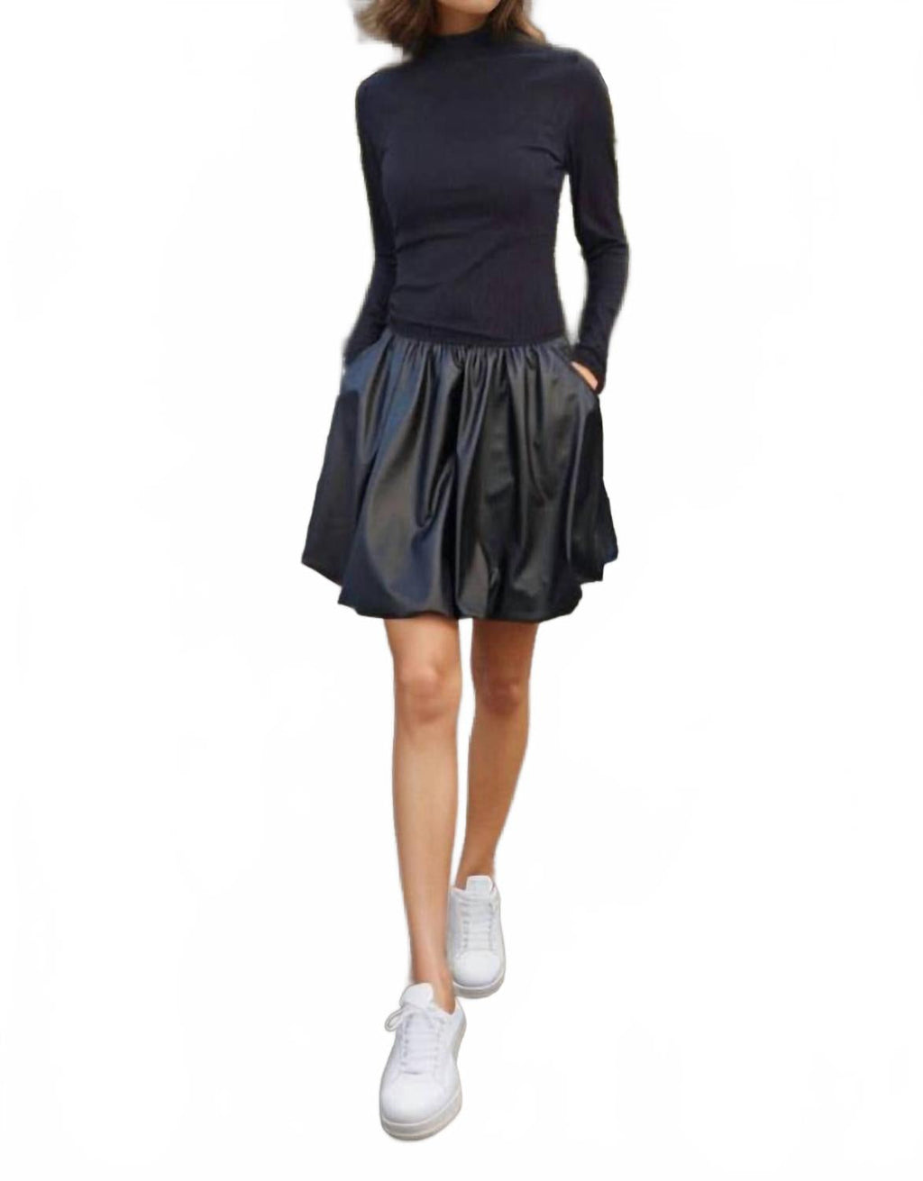 Betty Long-Sleeve Bubble Dress In Black