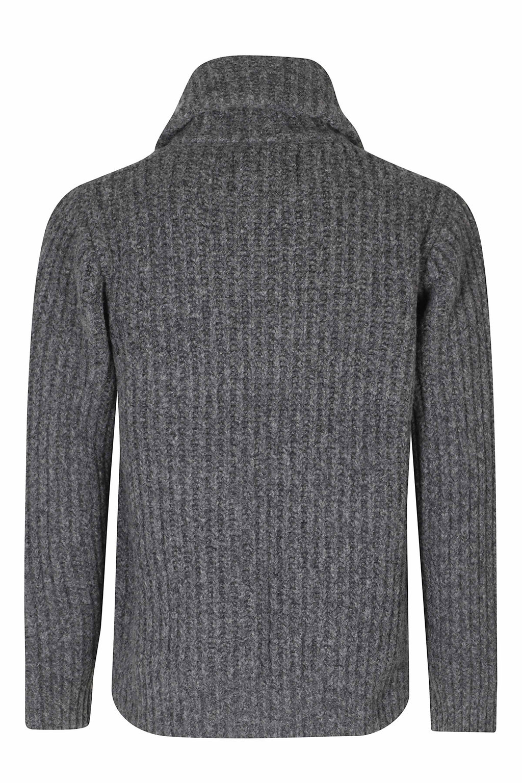 Anthracite English Rib Merino Wool Zip-Through Knit