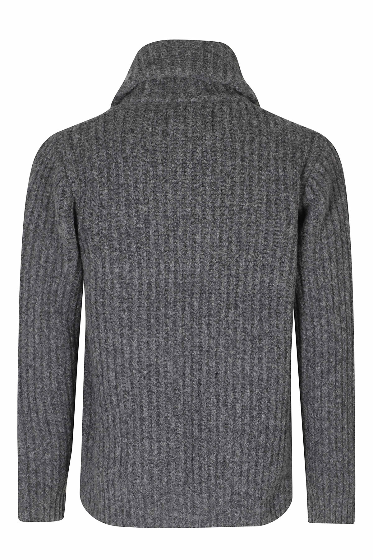 Anthracite English Rib Merino Wool Zip-Through Knit