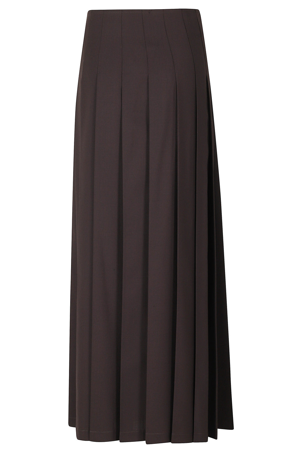 Kilt-Style Long Skirt With Structured Pleats And Buckle Belt