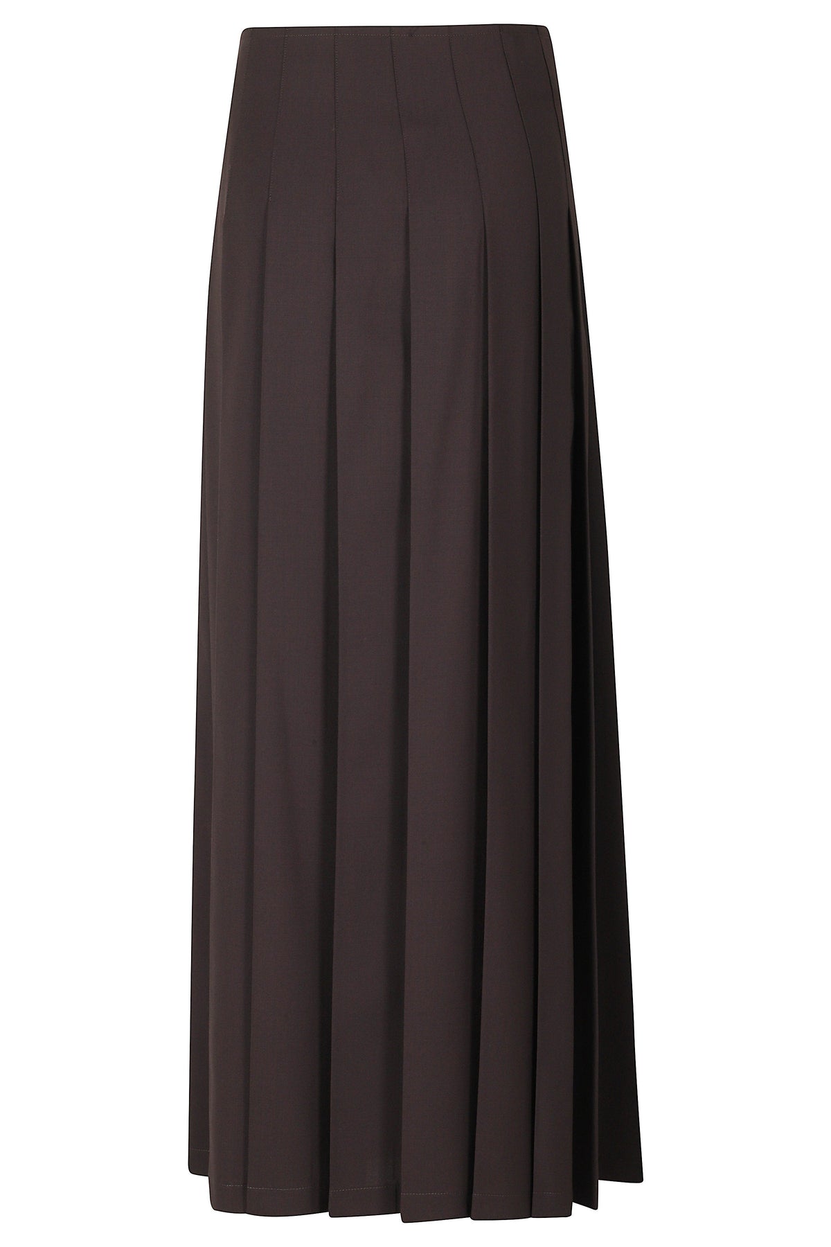 Kilt-Style Long Skirt With Structured Pleats And Buckle Belt