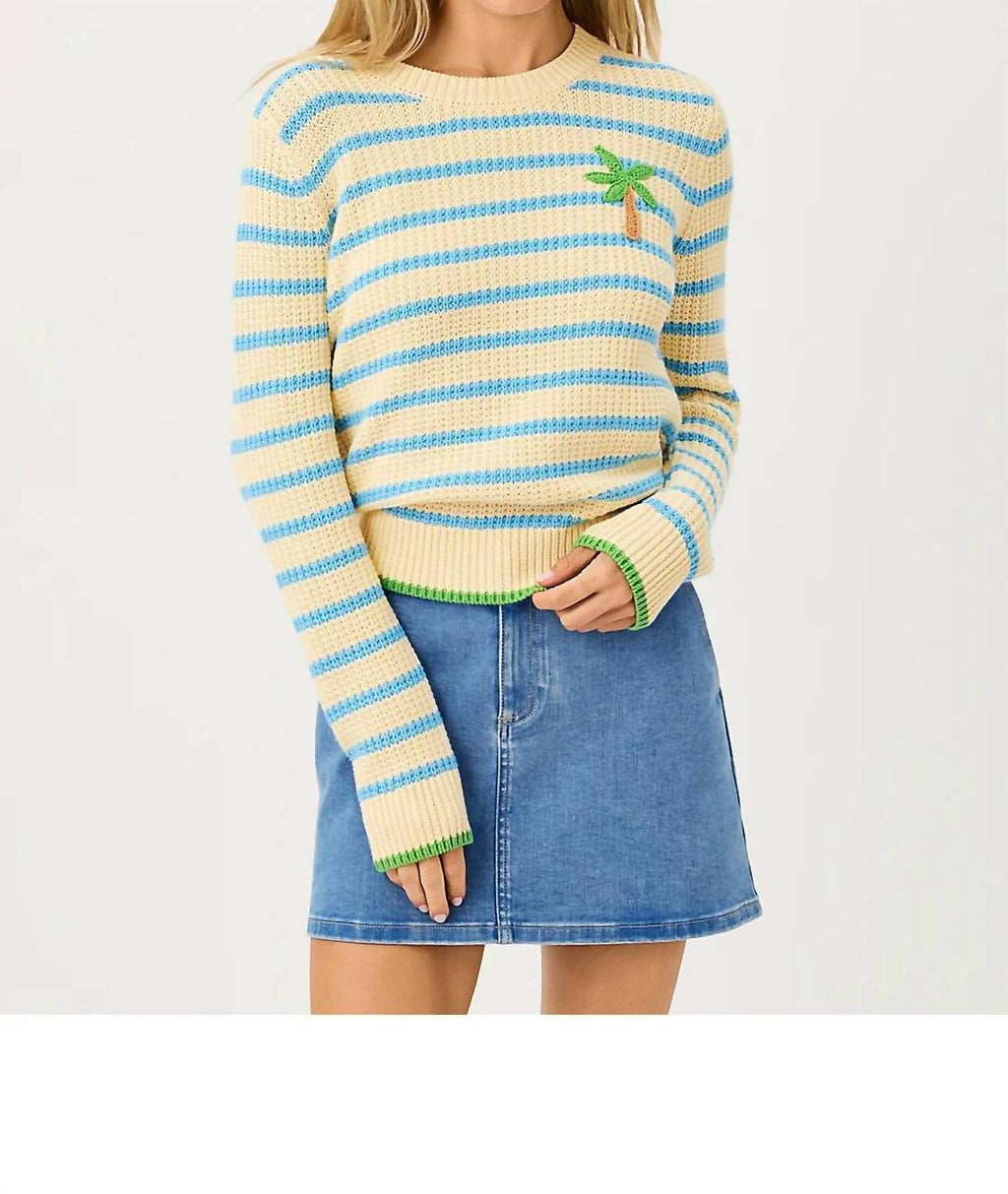 Jovienne Crew Neck Sweater In Rutabaga Shine Bright Stripe