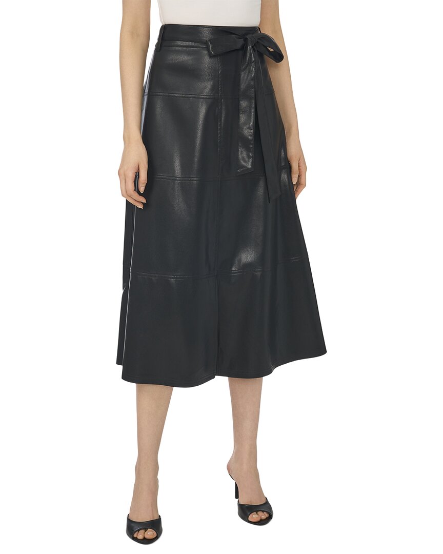 CeCe Faux Leather Tie Waist Midi Skirt
