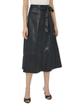 CeCe Faux Leather Tie Waist Midi Skirt
