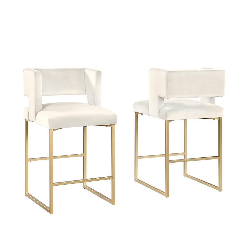 Set of 2 Upholstered Counter Chairs with Supportive Backrests