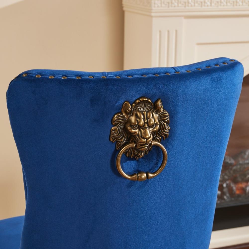 Set of 2 Velvet Dining Chairs with Tufted High Backs