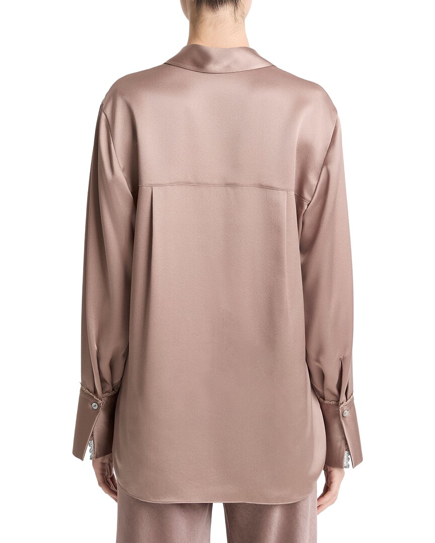 Vince Lace Trim Relaxed Silk Shirt