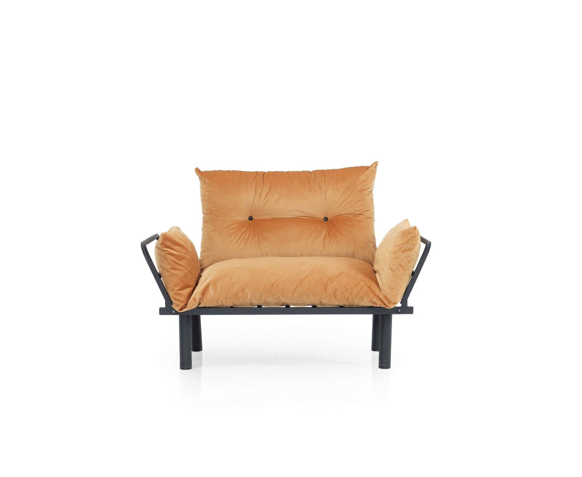 Compact Metal Frame Futon Loveseat