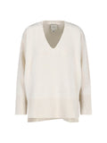White Wool Asymmetrical Hem Sweater