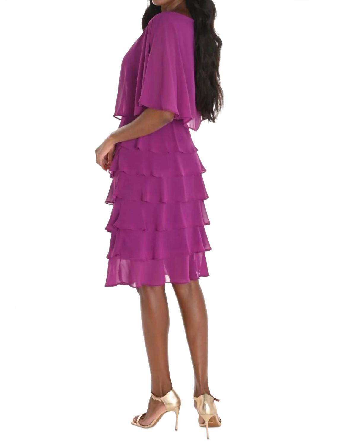 Woven Tiered Dress In Mulberry