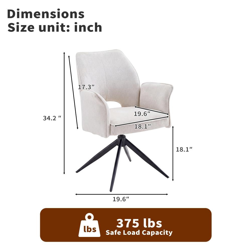 Set of 2 Modern Fabric Accent Chairs with Rotating Seats for Dining and Home Office