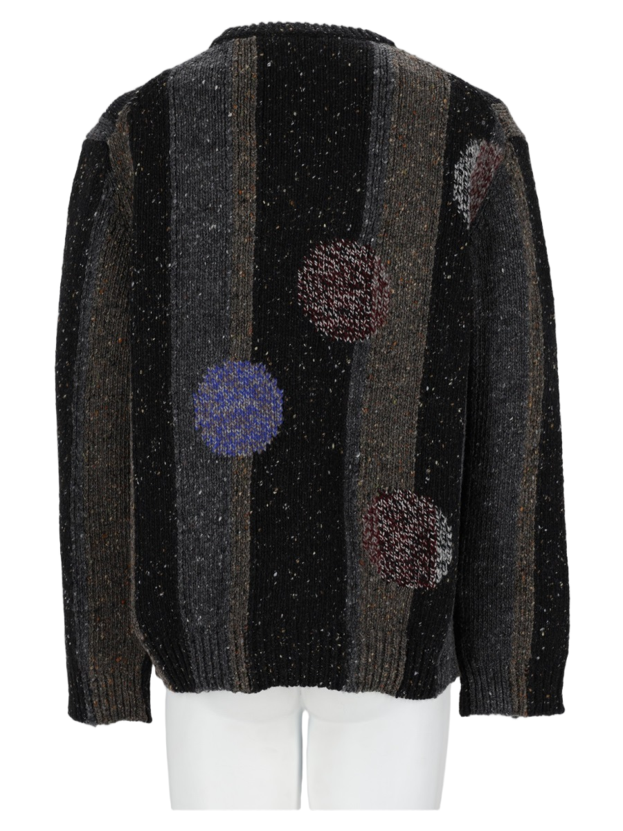 Black Textured Striped Wool Sweater