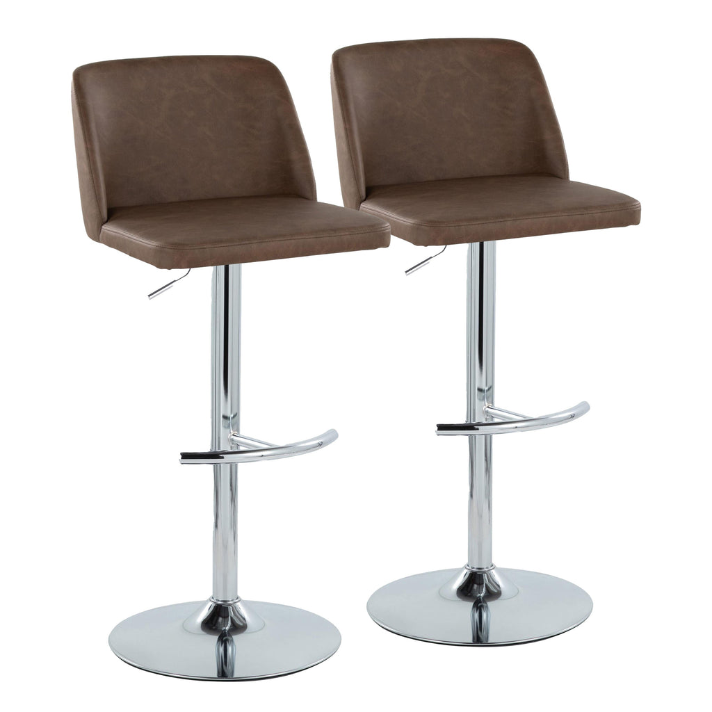 Upholstered Counter Stools with Rounded Footrests Set of 2