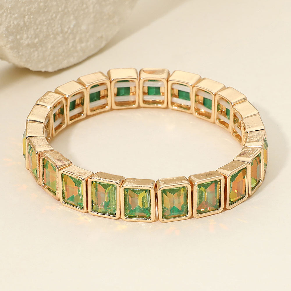 Rectangle Crystal Beaded Stretch Bracelet