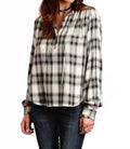 Plaid Herringbone Twill Shirt In Ash Gray